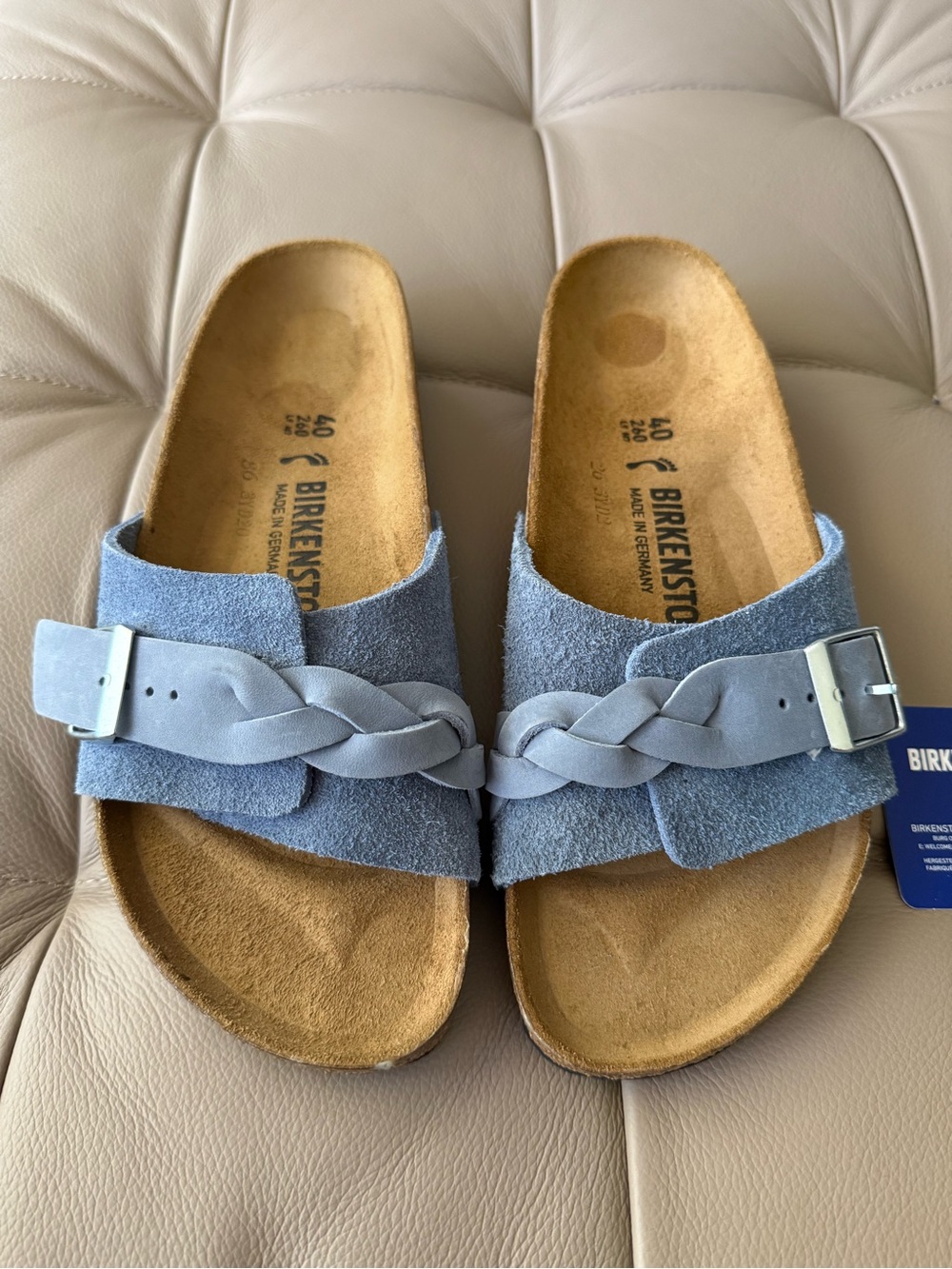 NWT Birkenstock women blue Braided Suede Slide Sandals size 9 - Picture 5 of 9
